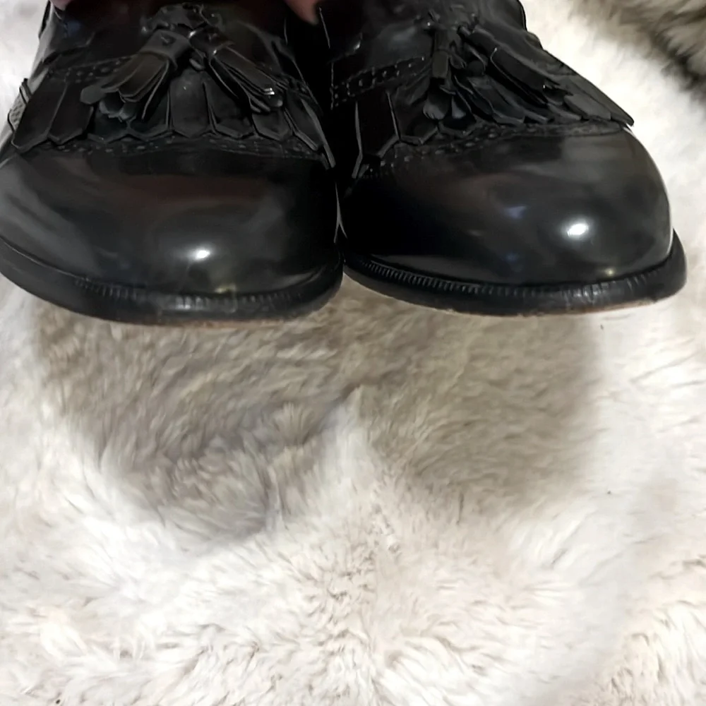 Nordstrom Italy Men’s Black Leather Slip On Wingtip Kiltie Tassel Oxford Loafers